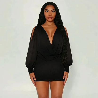 Cold Shoulder Sheer Mini Dress