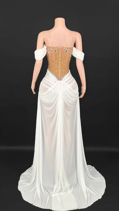 Marina Off-Shoulder Tail Dress
