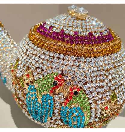 Teapot Rhinestone Clutch Bag