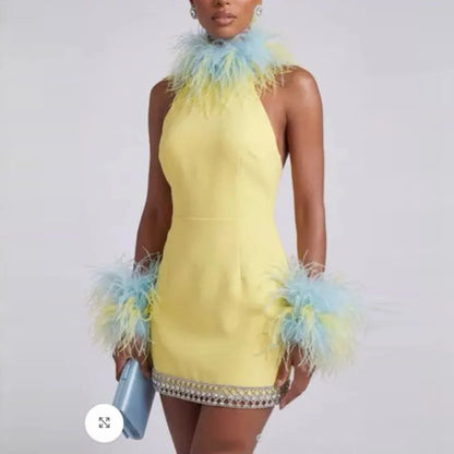 The Drama Feather Mini Dress