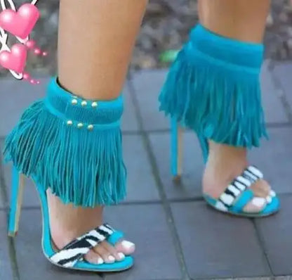 Umbrella Fringe High Heels