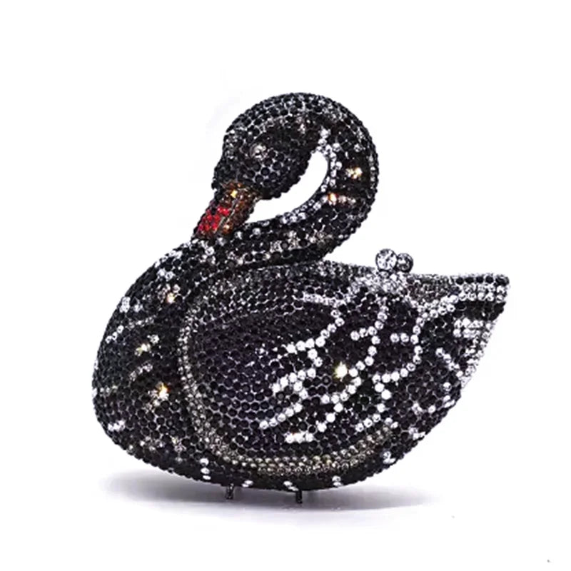 Swan Rhinestone Clutch Purse