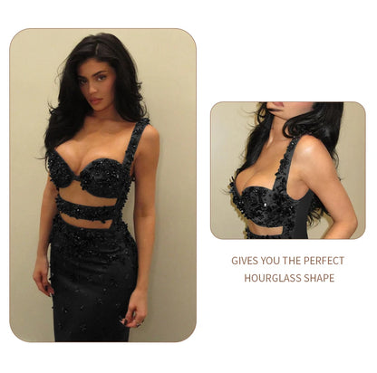 Luxury Sequins Cutout Maxi Dress