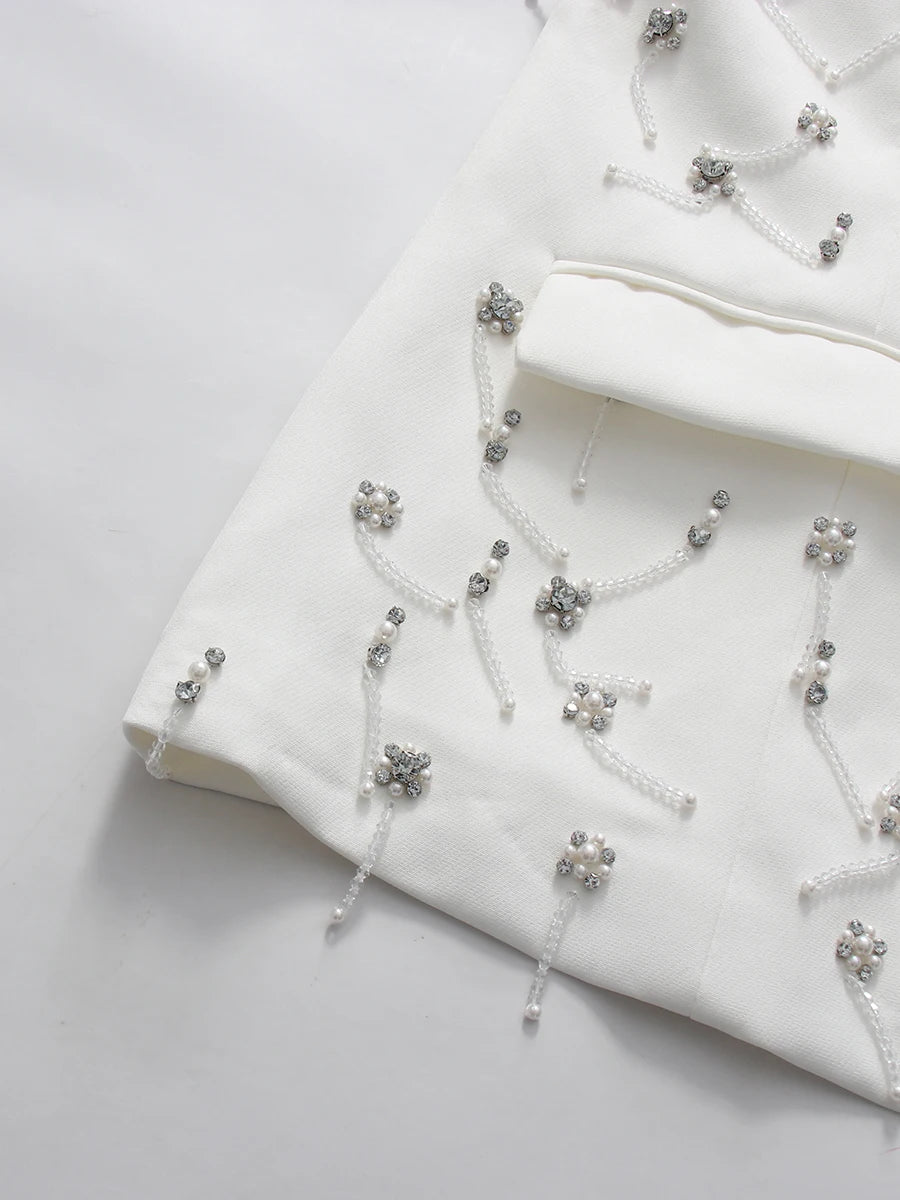 Chic Beaded Blazer Pants Set