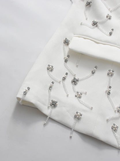 Chic Beaded Blazer Pants Set