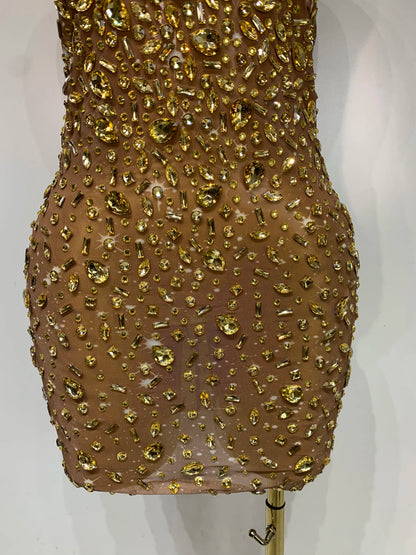 Zoey Rhinestone Mesh Mini Dress
