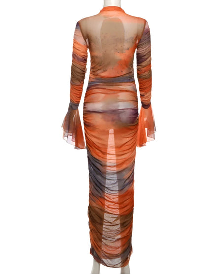 Gradient  Mesh Maxi Dress