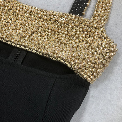 Pearls Embellished Bandage Dress