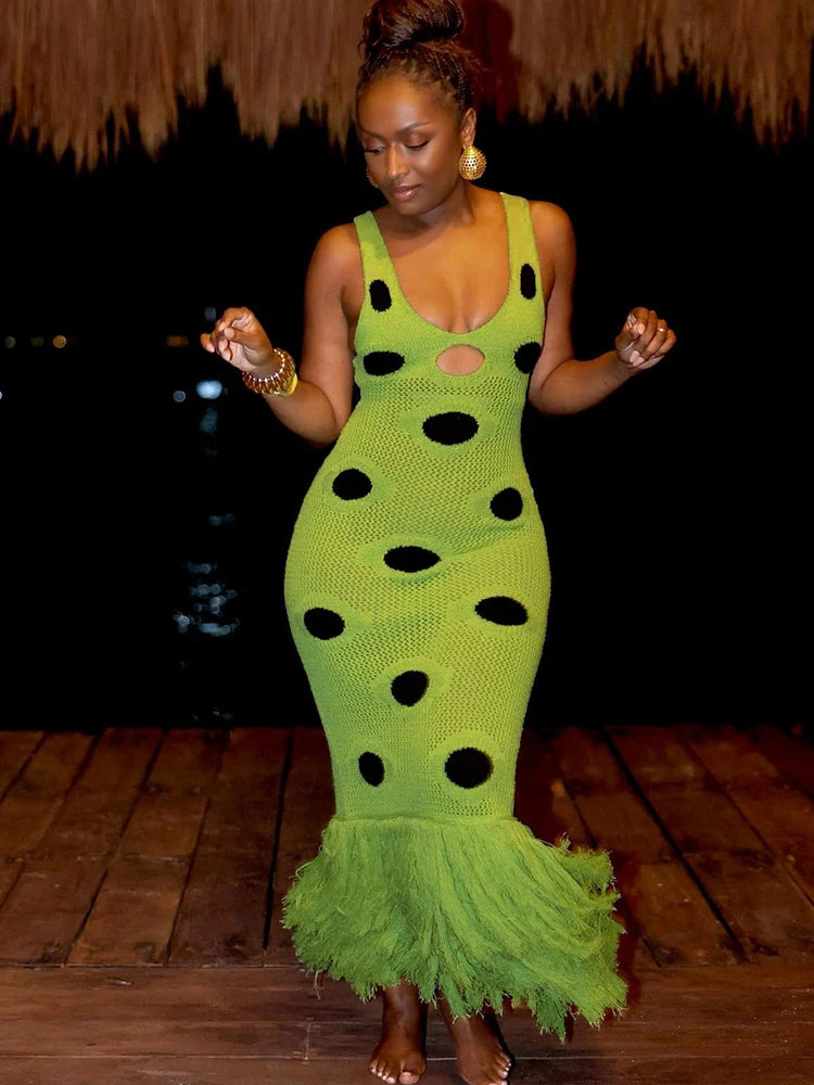 Katrina Knit Tassel Maxi Dress