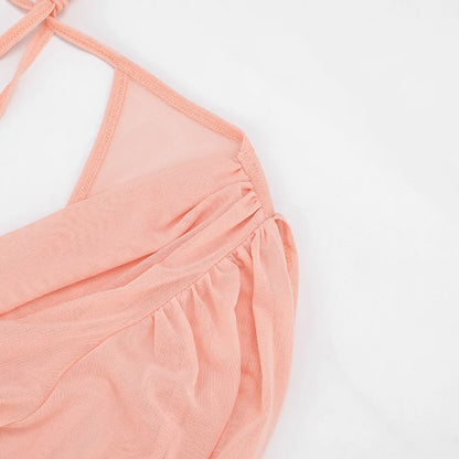 Cold Shoulder Sheer Mini Dress