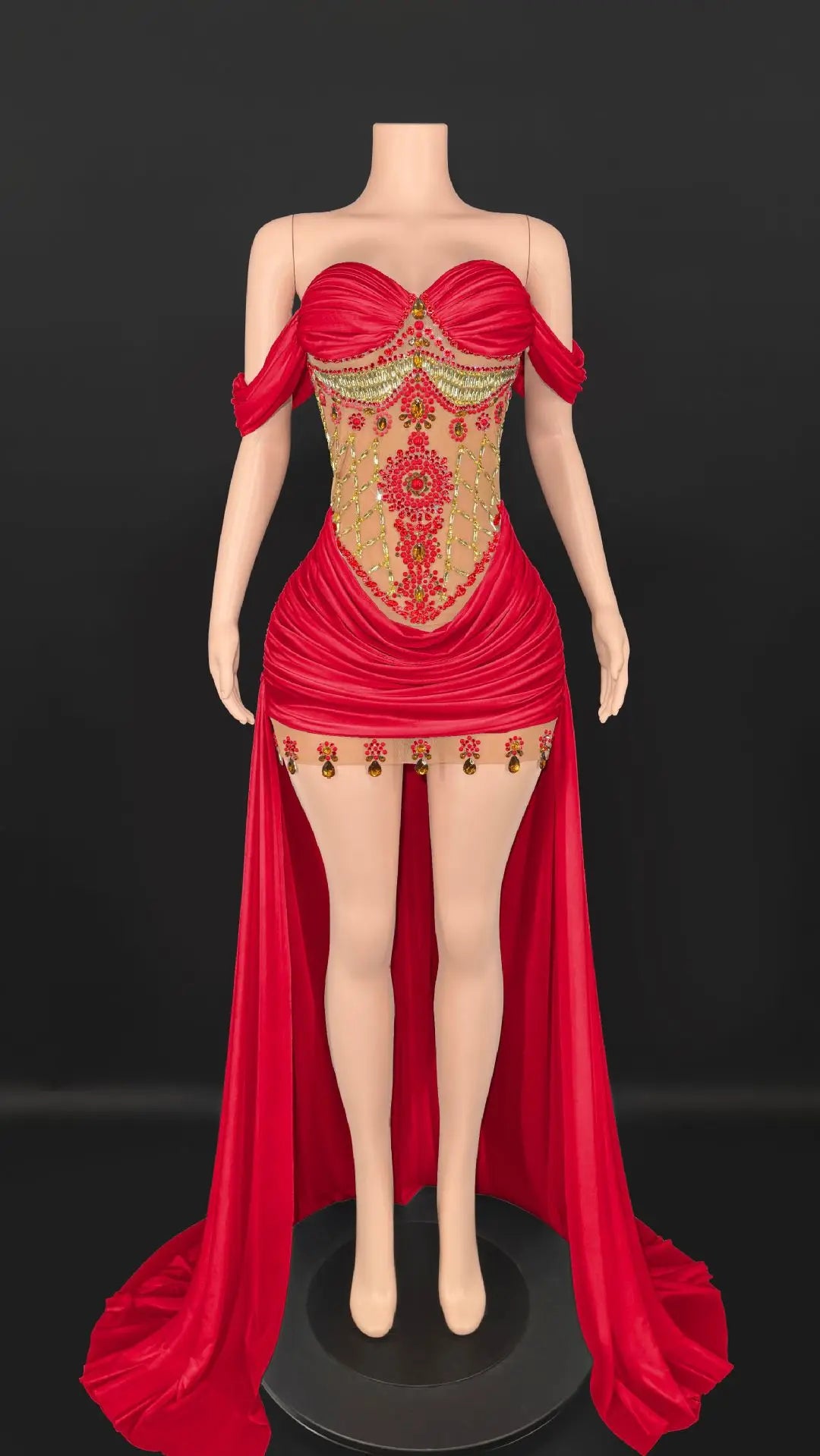 Marina Off-Shoulder Tail Dress