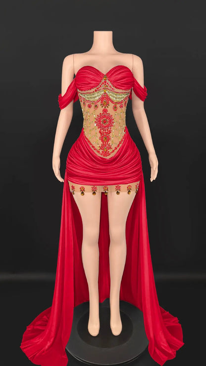 Marina Off-Shoulder Tail Dress
