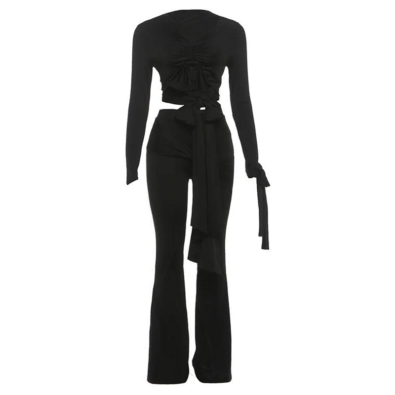 Multi Knot Flare Tassel Pants Set
