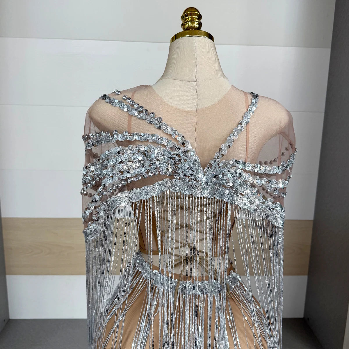 Silver Mesh Mini Dress
