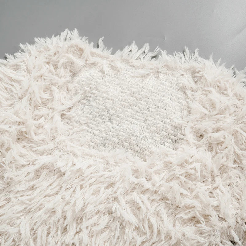 Shaggy Crochet Crop Top Fashion Closet Clothing