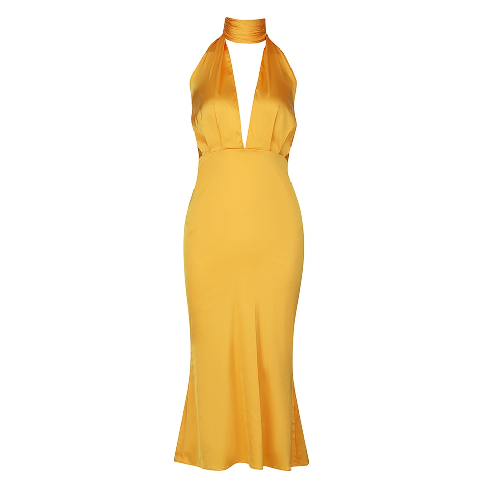 Shannon Elegant Dress- Yellow Fashion Closet Clothing