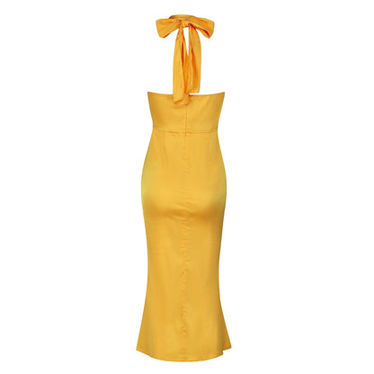 Shannon Elegant Dress- Yellow Fashion Closet Clothing