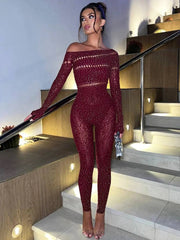 Shayna Rhinestone Jumpsuit Fashion Closet Clothing