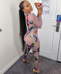 Shining Rhinestone Classy Jumpsuit Fashion Closet Clothing