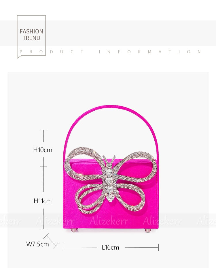 Shiny Rhinestone Butterfly Clutch Bag Fashion Closet Clothing