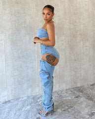 Sidney Denim Pants Set Fashion Closet Clothing