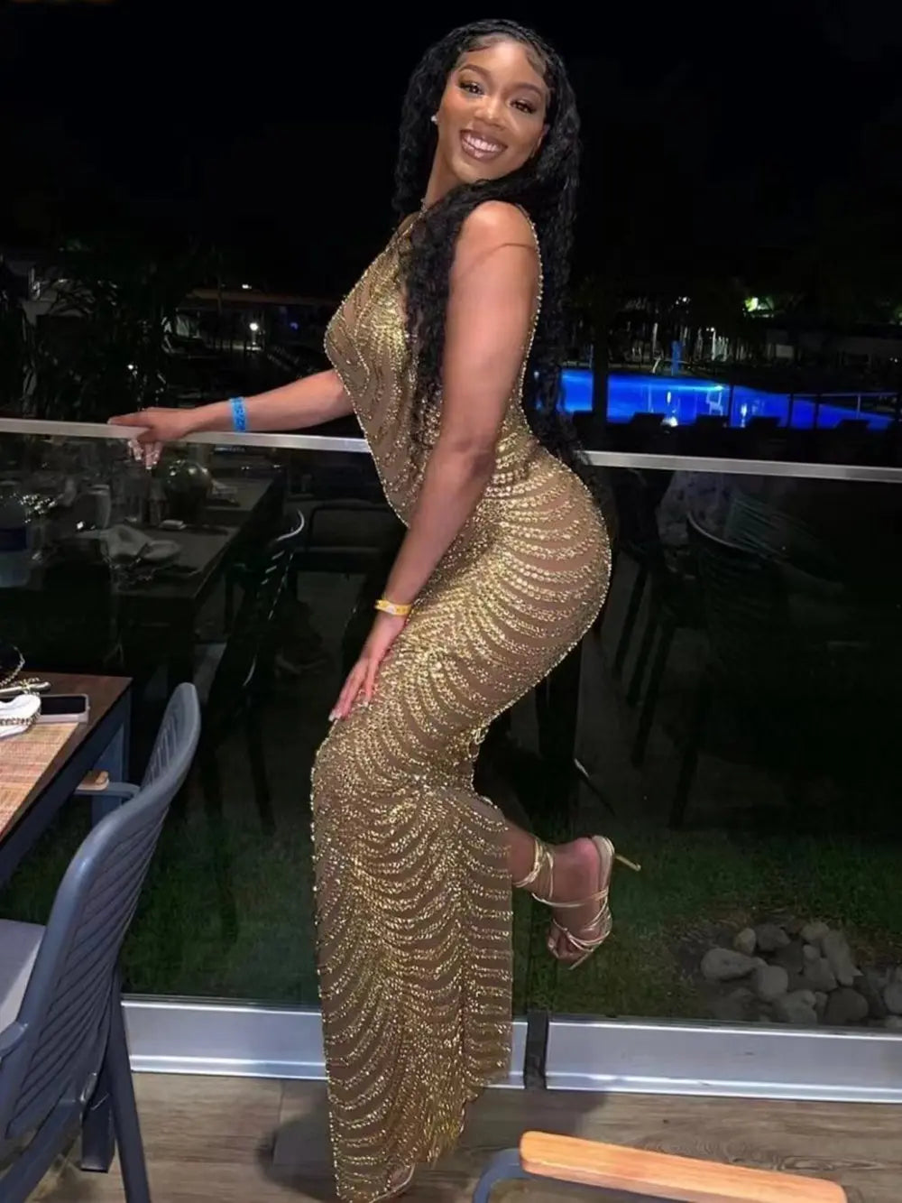 So Golden Maxi Dress Fashion Closet Clothing