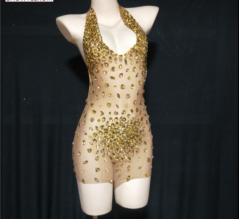 Gold Rhinestone Dress