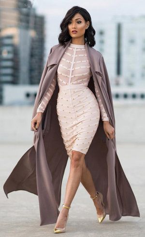 Studded Bandage Mesh Midi Dress Fashion Closet Clothing