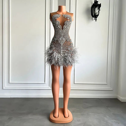 Stunning Luxury Feather Dress Fashion Closet Clothing