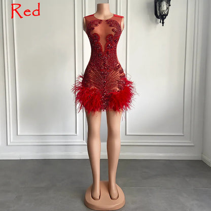Stunning Luxury Feather Dress Fashion Closet Clothing