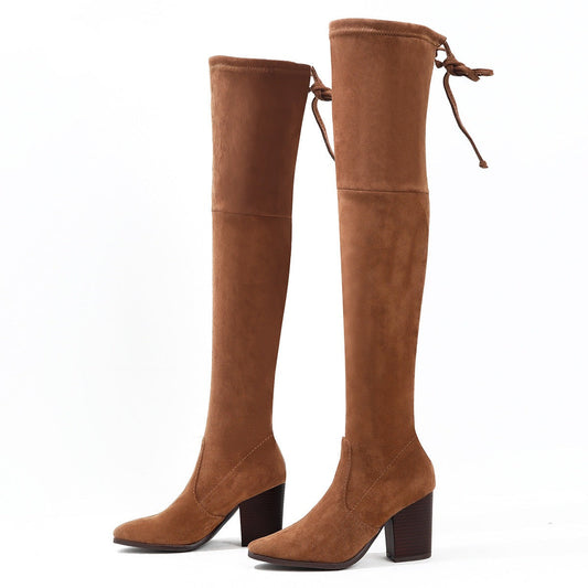 Suede Long High Heel Boots Fashion Closet Clothing