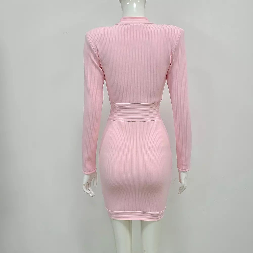 The New Me Bandage Dress - Pink Fashion Closet Clothing