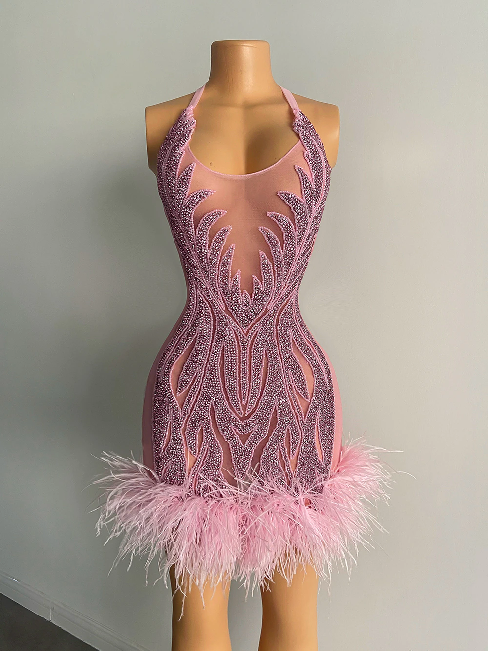 The One Crystal Feather Mini Dress Fashion Closet Clothing
