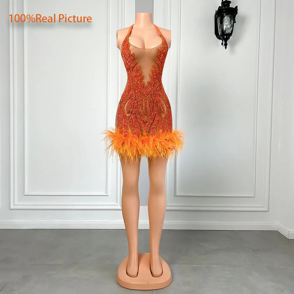 The One Crystal Feather Mini Dress Fashion Closet Clothing