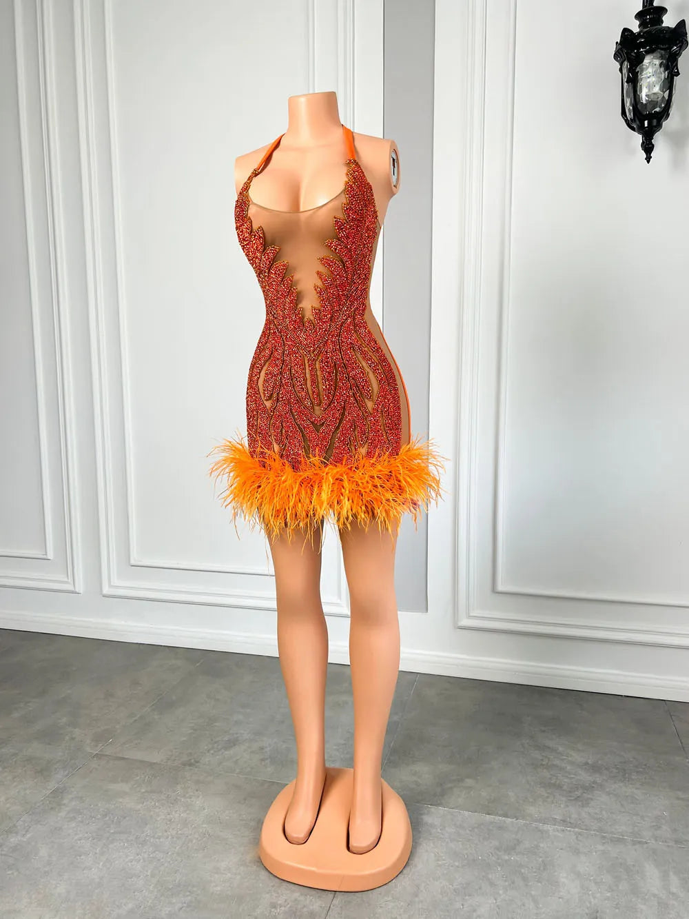 The One Crystal Feather Mini Dress Fashion Closet Clothing