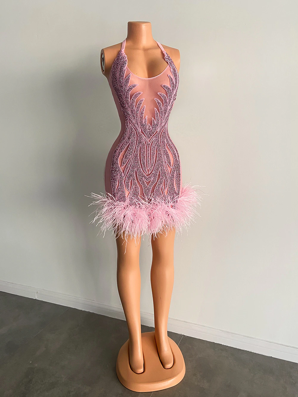 The One Crystal Feather Mini Dress Fashion Closet Clothing