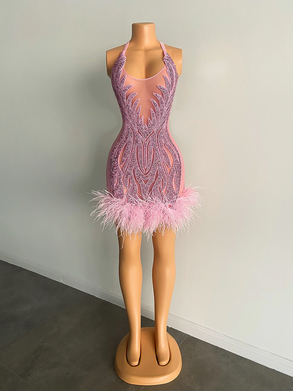 The One Crystal Feather Mini Dress Fashion Closet Clothing