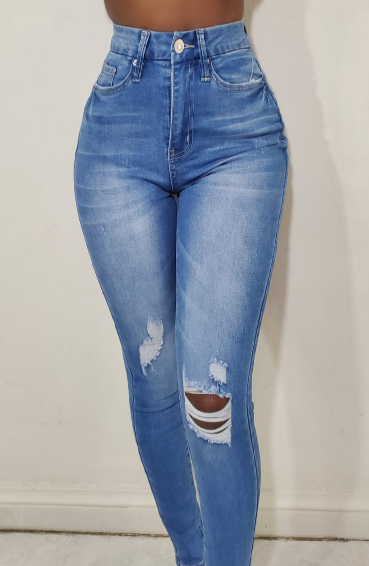 Them Curves High Waist Jeans - Medium Blue Wash Fashion Closet Clothing