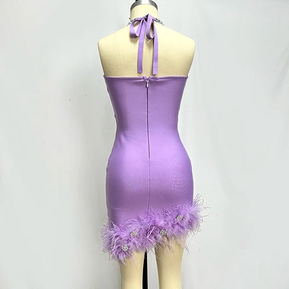 Tia Feather Bandage Mini Dress Fashion Closet Clothing