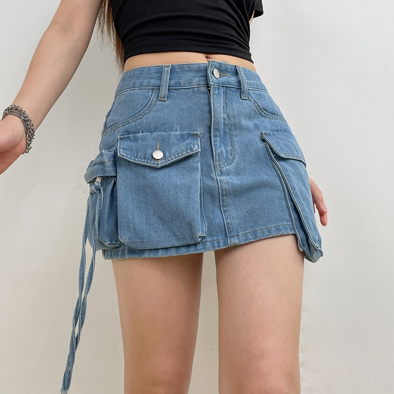 Tiara Denim Cargo Skirt Fashion Closet Clothing