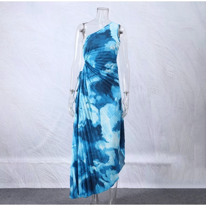 Tie-dye Pleated Midi Dress Fashion Closet Clothing