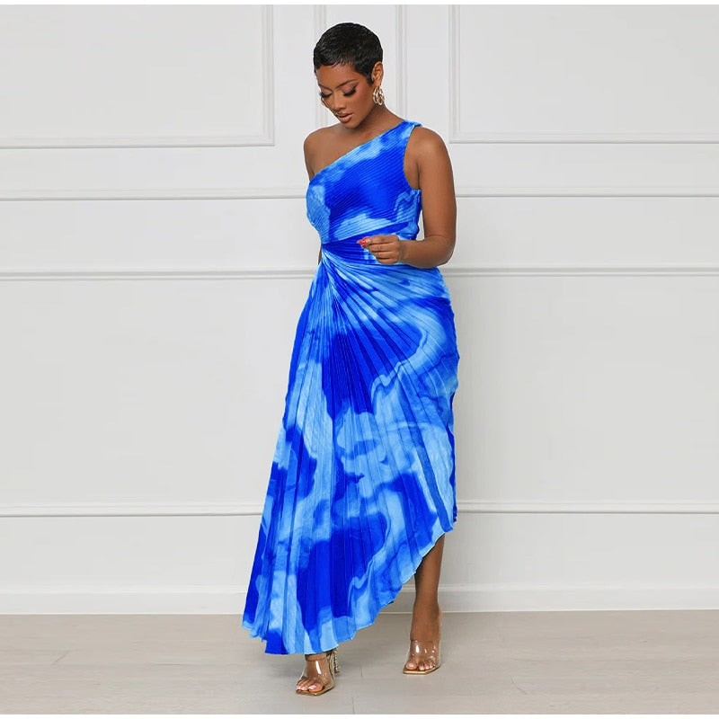 Tie-dye Pleated Midi Dress Fashion Closet Clothing