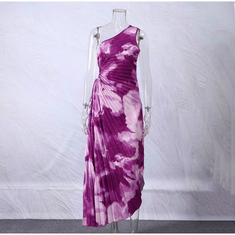 Tie-dye Pleated Midi Dress Fashion Closet Clothing