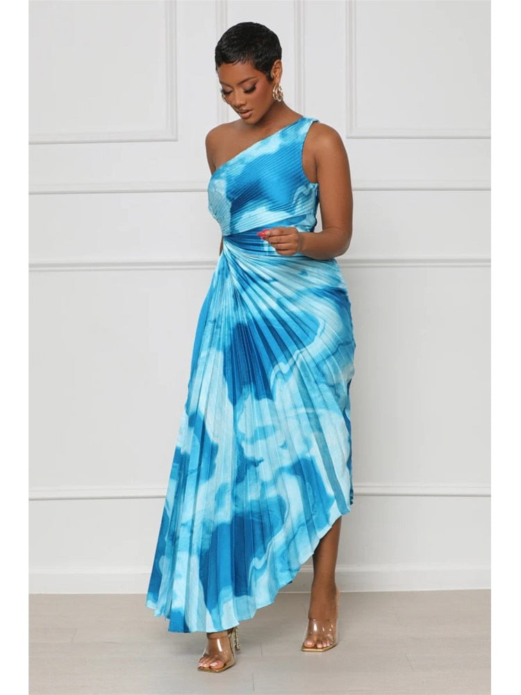 Tie-dye Pleated Midi Dress Fashion Closet Clothing