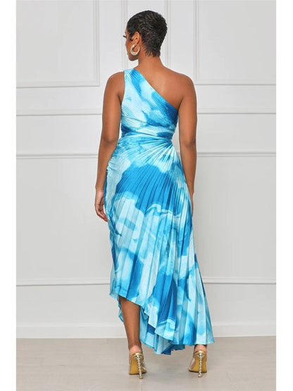 Tie-dye Pleated Midi Dress Fashion Closet Clothing