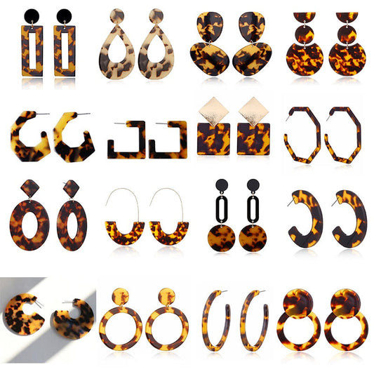 Tortoise Leopard Print Earrings Fashion Closet Clothing