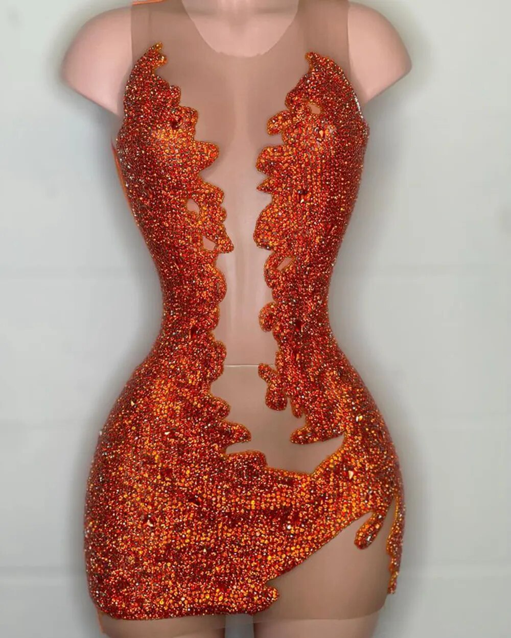 Unique Rhinestone Mini Dress Fashion Closet Clothing