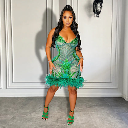 Vanessa Feather Dress Fashion Closet Clothing