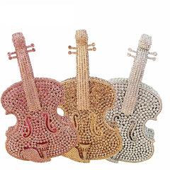 Violin Crystal Clutch Handbag Fashion Closet Clothing