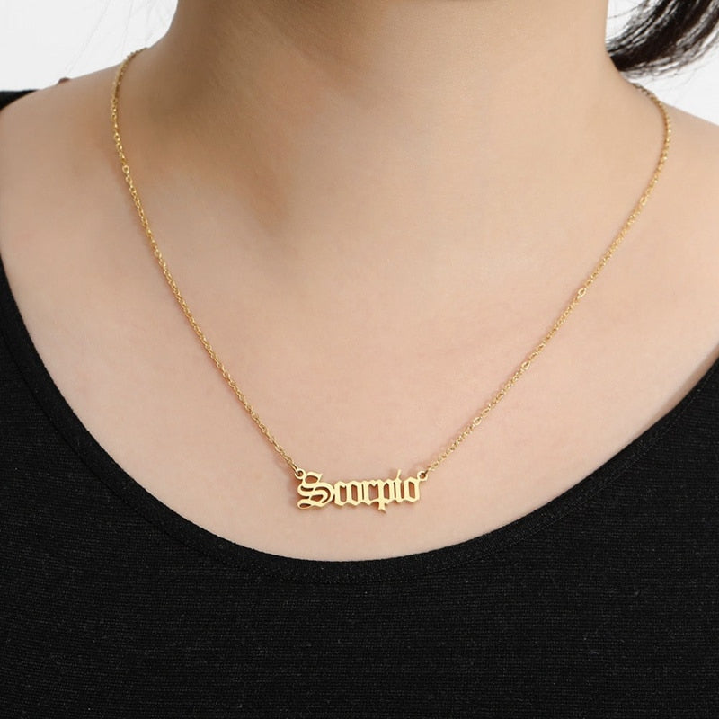 Zodiac Sign Constellations Pendant Necklace Fashion Closet Clothing